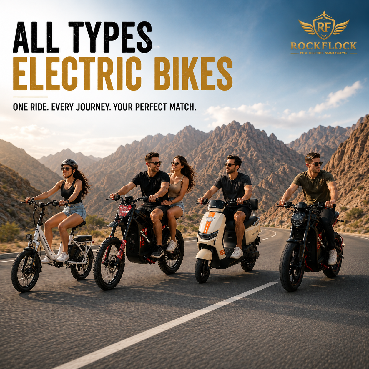 Affordable & Premium Electric Bikes in UAE by RockFlock for road riding & Urban commuting