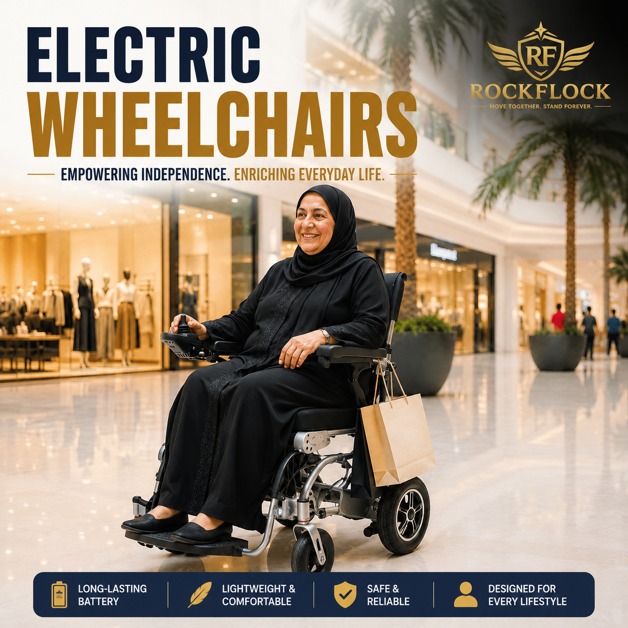 Smart Electric Foldable Power Wheechairs in UAE by RockFlock for Everyday Life