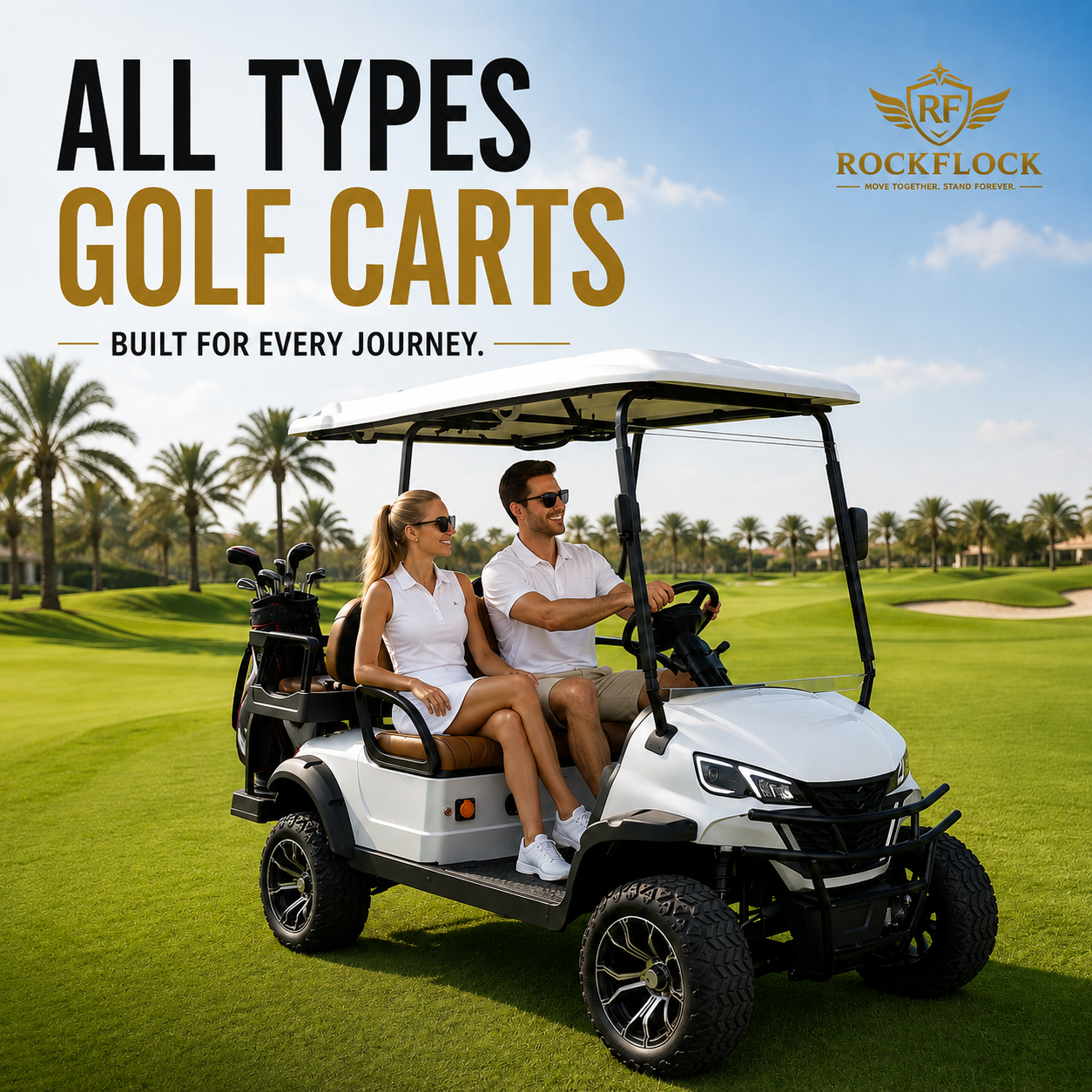 Premium Electric Golf Carts in UAE by RockFlock for Clubs, Hotels, Resorts and Gated communities