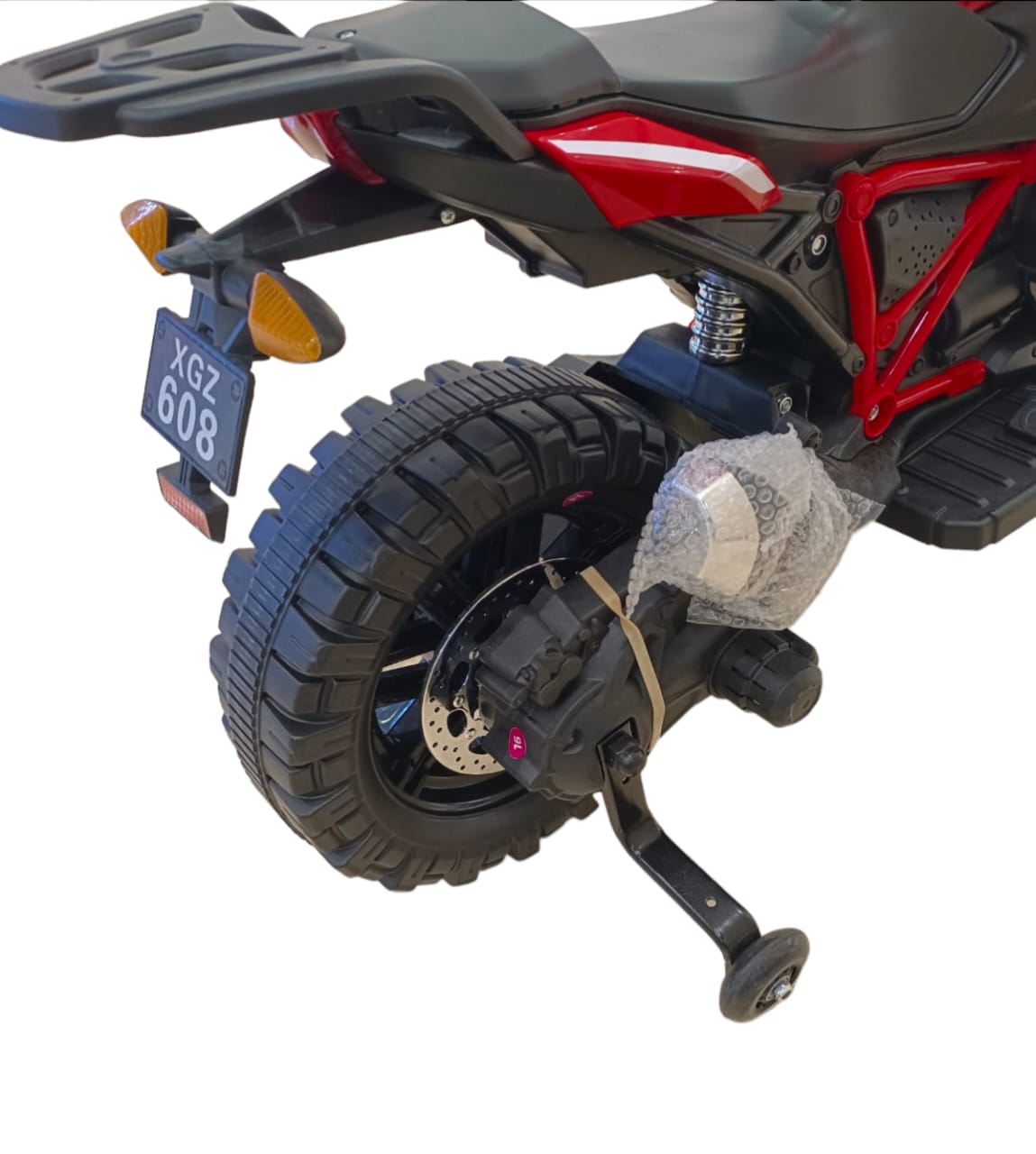 608 Baby Electric Motor Bike, Rear Tire View