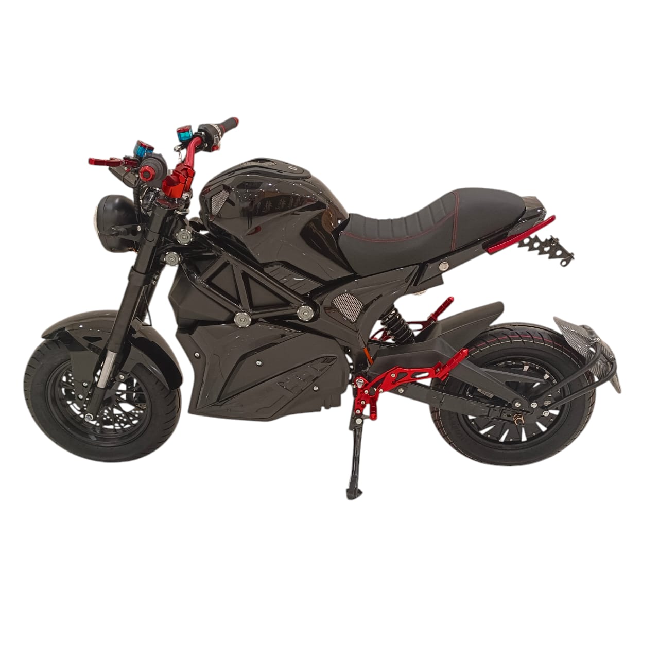 A-1 Two Seaters Stylish Electric Motorcycle black left side profile