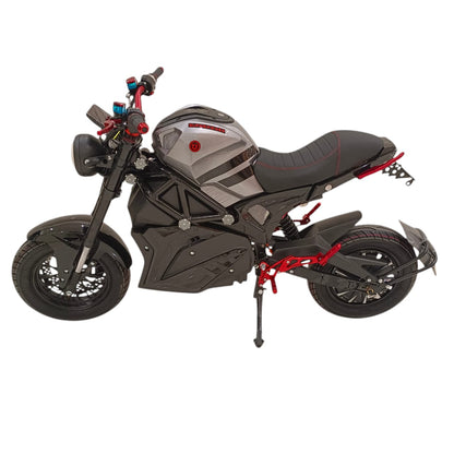 A-1 Two Seaters Stylish Electric Motorcycle silver left side profile