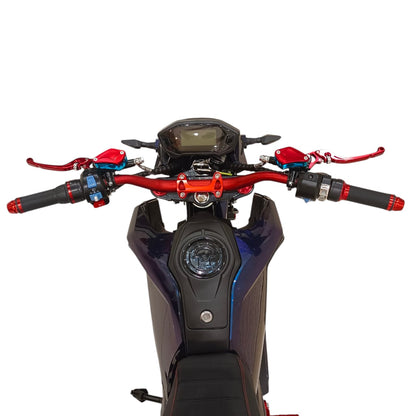 LCD dashboard and handlebar controls of A-2 Electric Motorcycle.
