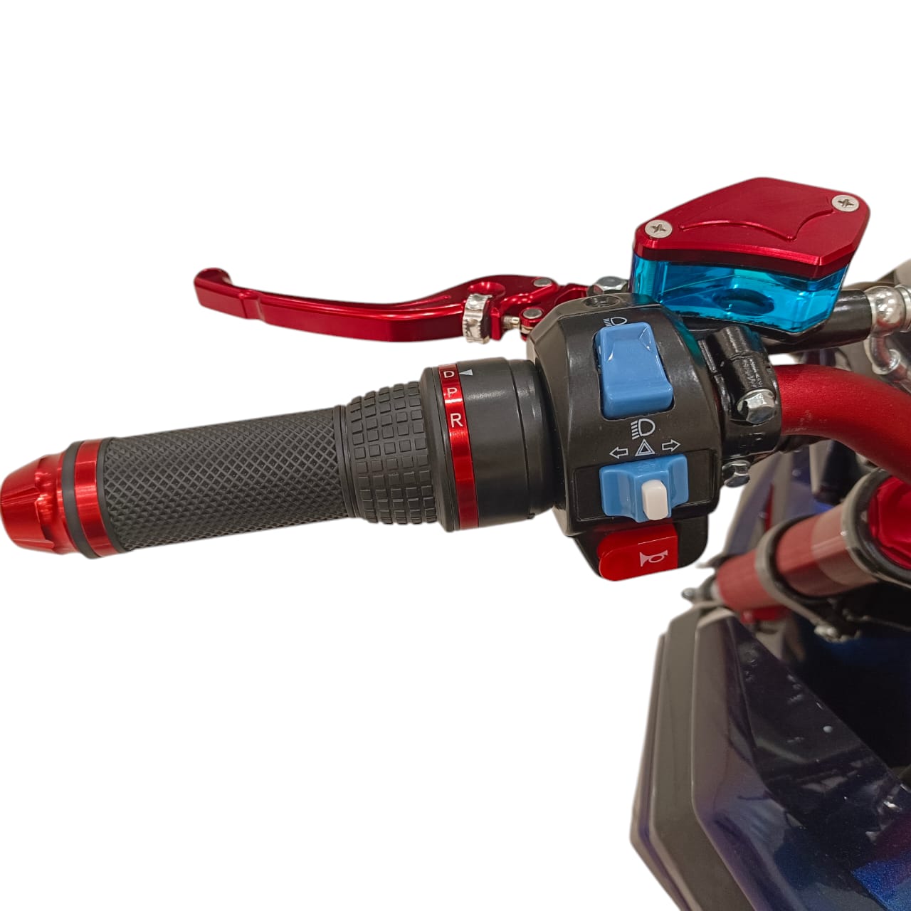 Left handlebar controls with riding mode switches.