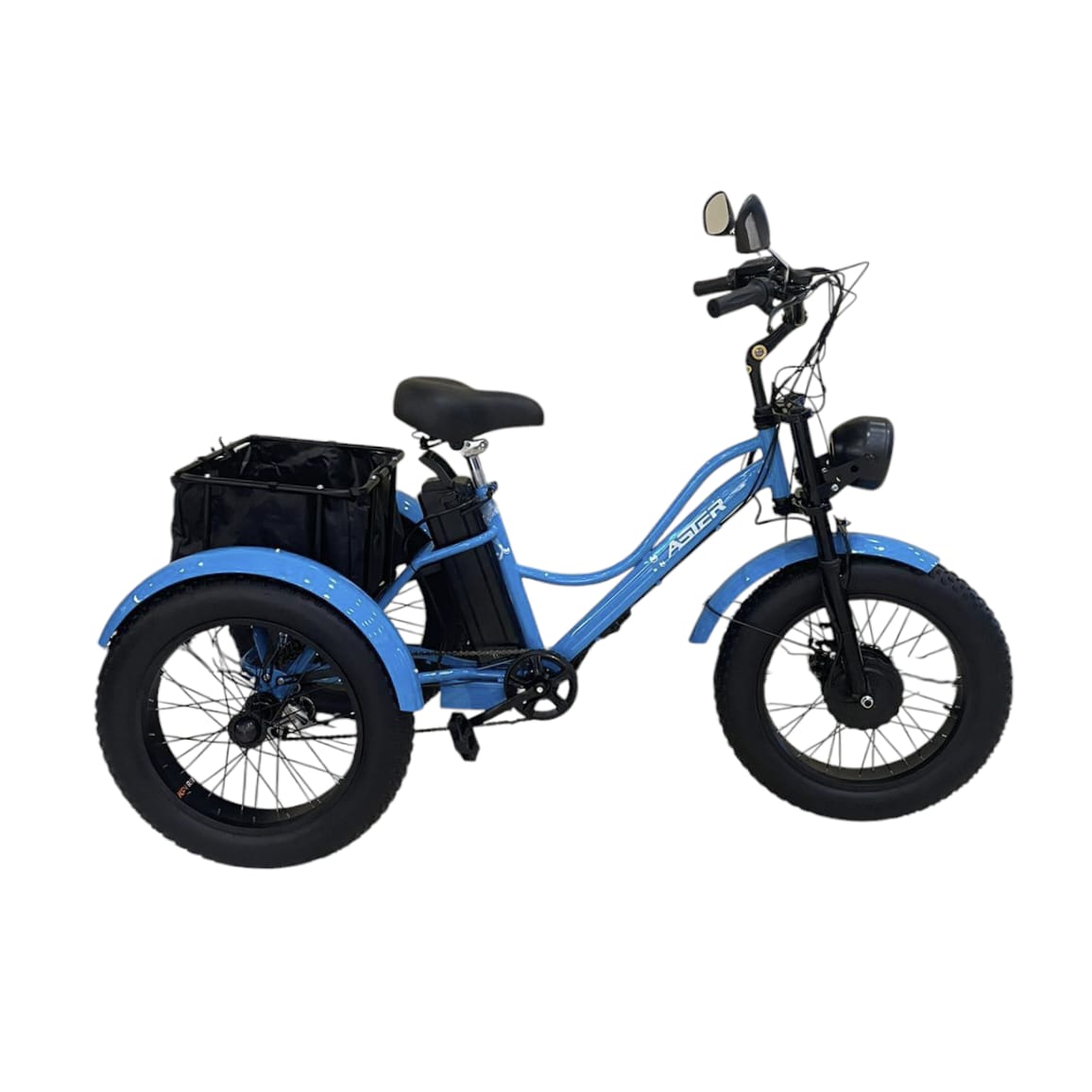 A3 blue tri-wheel electric bike side view