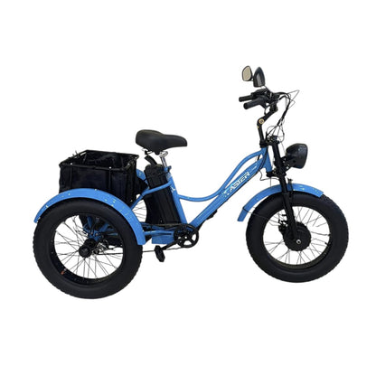 A3 blue tri-wheel electric bike side view