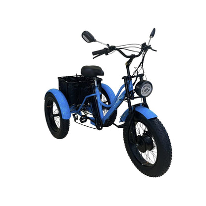 A3 blue fat tire electric tricycle front angle