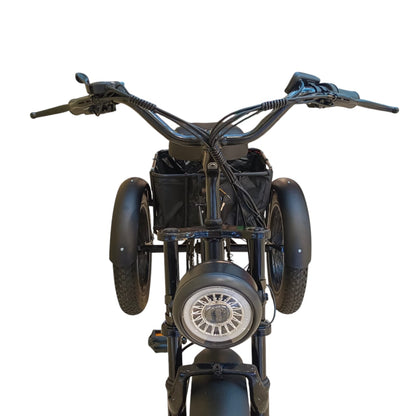 A3 electric tricycle front view with large LED headlight