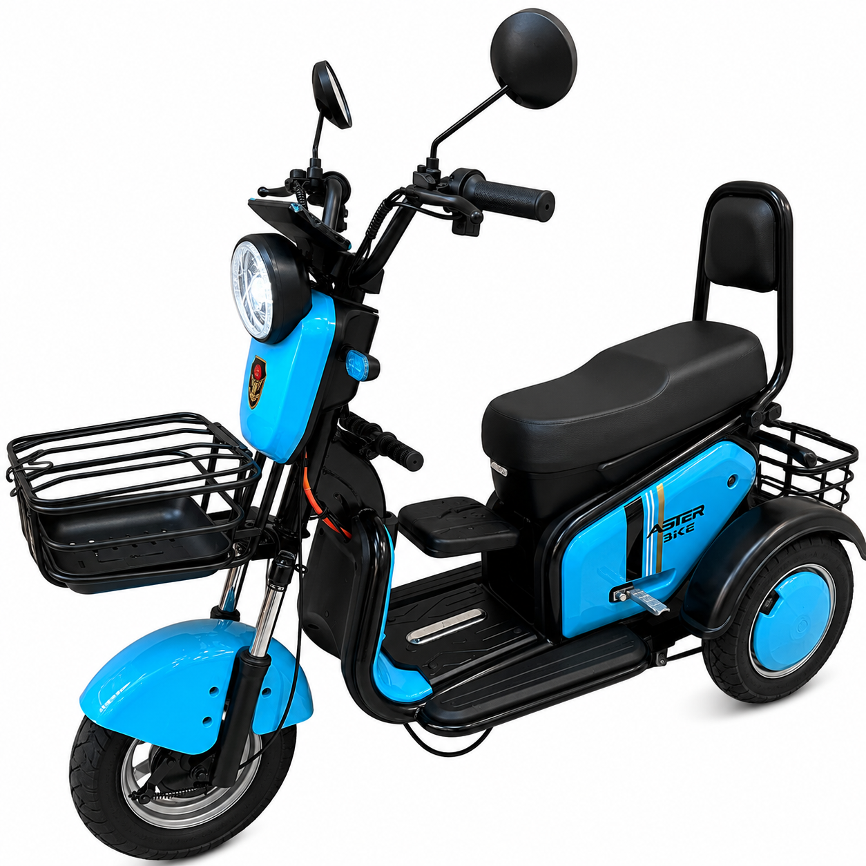 A13 Tri-Wheel Two Seater E-Bike with Baby Seat Front Angle