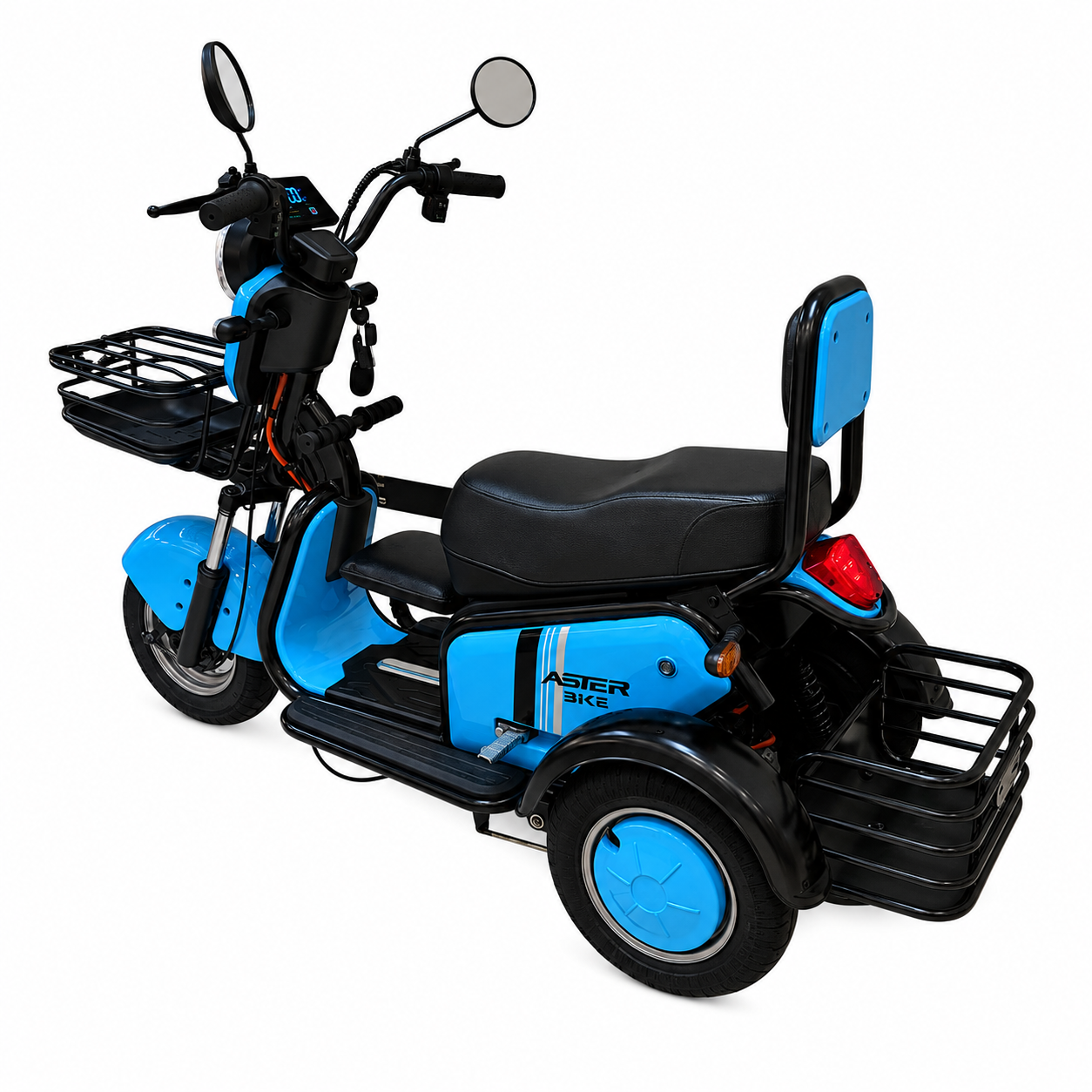 A13 Tri-Wheel Two Seater E-Bike with Baby Seat Left Side View