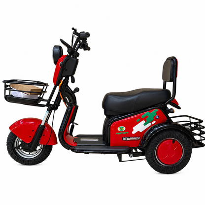 A13 Tri-Wheel Two Seater E-Bike Red Color Side View