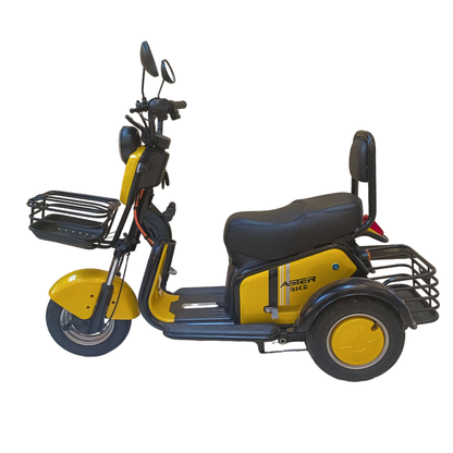 A13 Tri-Wheel Two Seater E-Bike Yellow Color Side View