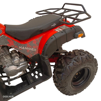 Close-up of rear cargo rack and seat of Four Stroke 250cc Petrol ATV