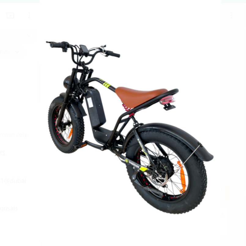 Rear three-quarter view of S1 Fat Tire Pedal Assist E-Bike showing rear suspension, disc brake and LED tail light