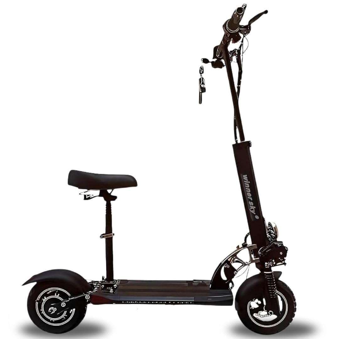 Winner Sky E10-T13 Plus E-Scooter right side profile with foldable alloy frame and removable adjustable seat