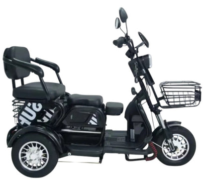 RockFlock W7 Electric Trike with Convertible Passenger Seats - Black Side View