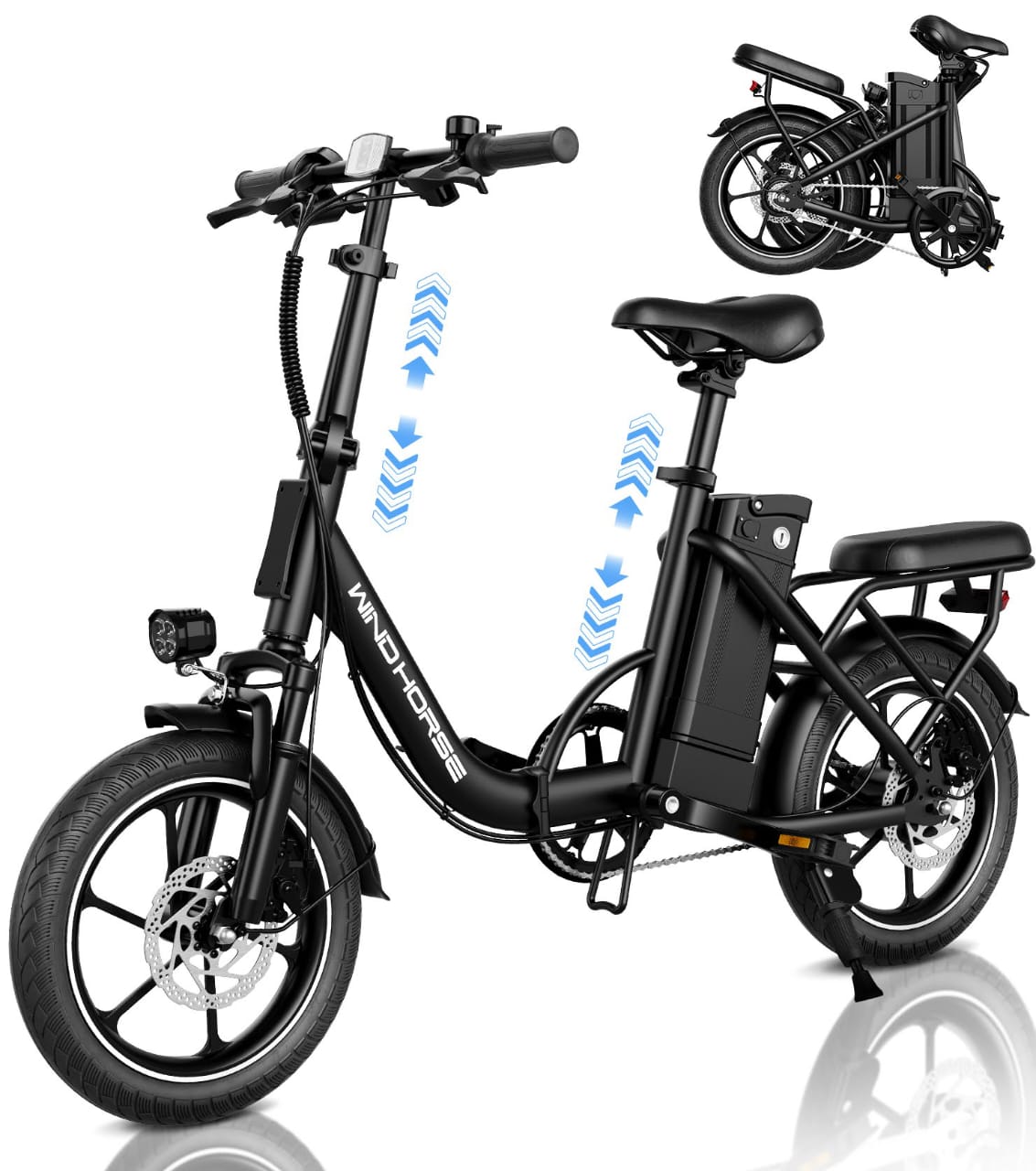 WindHorse W2B foldable electric bike with adjustable seat and handlebar