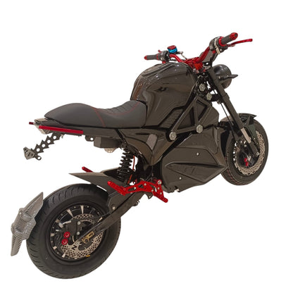 A-1 Two Seaters Stylish Electric Motorcycle black rear three-quarter view
