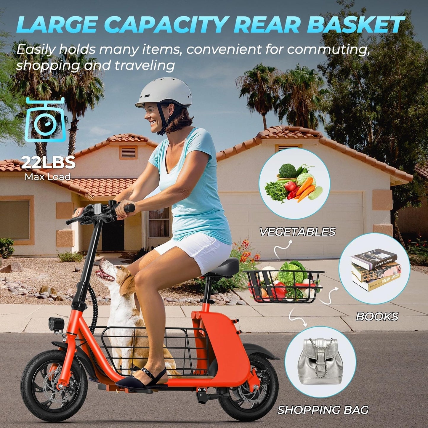 WindHorse C2 Foldable E-Scooter with Front & Rear Storage Baskets