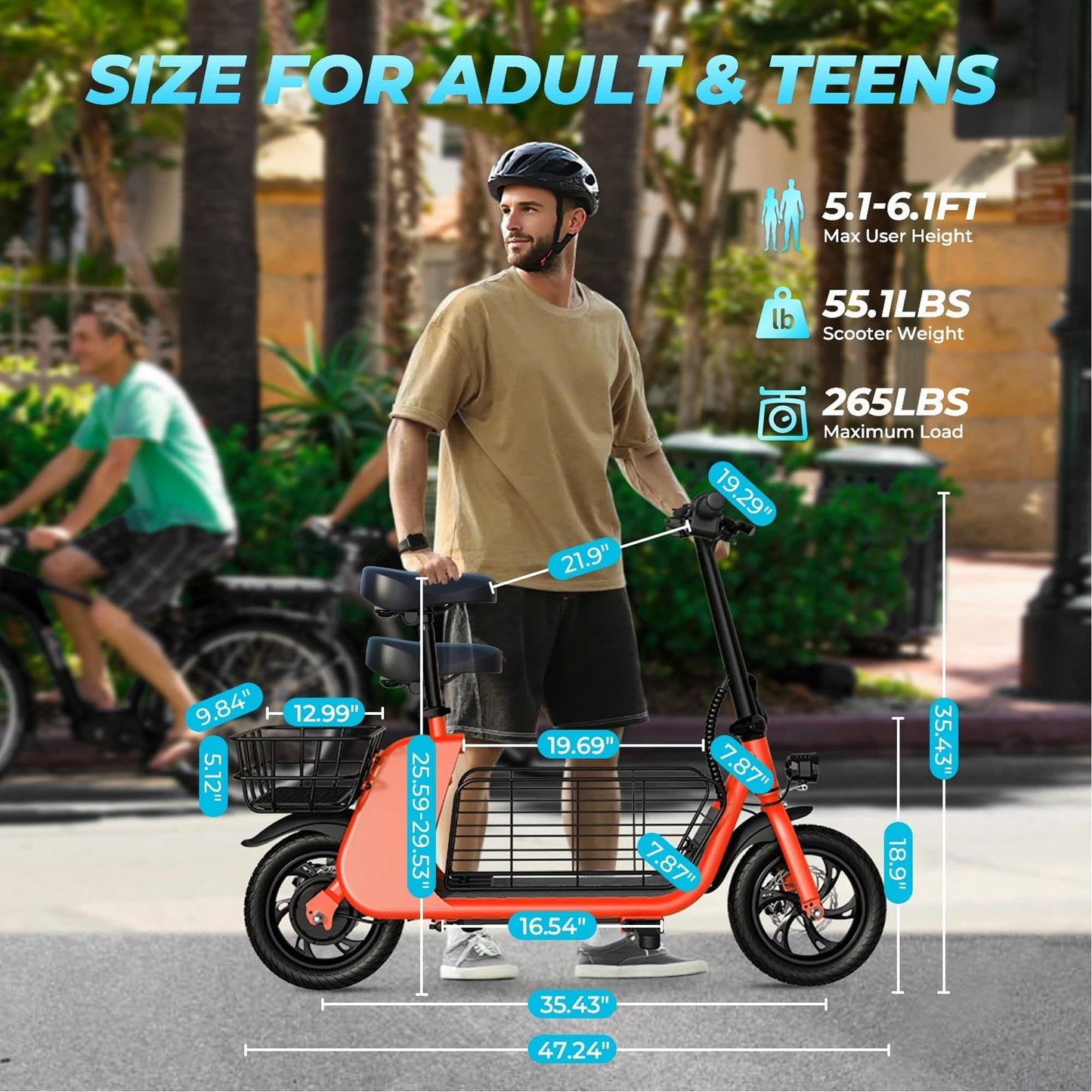 WindHorse C2 Foldable E-Scooter with Front & Rear Storage Baskets