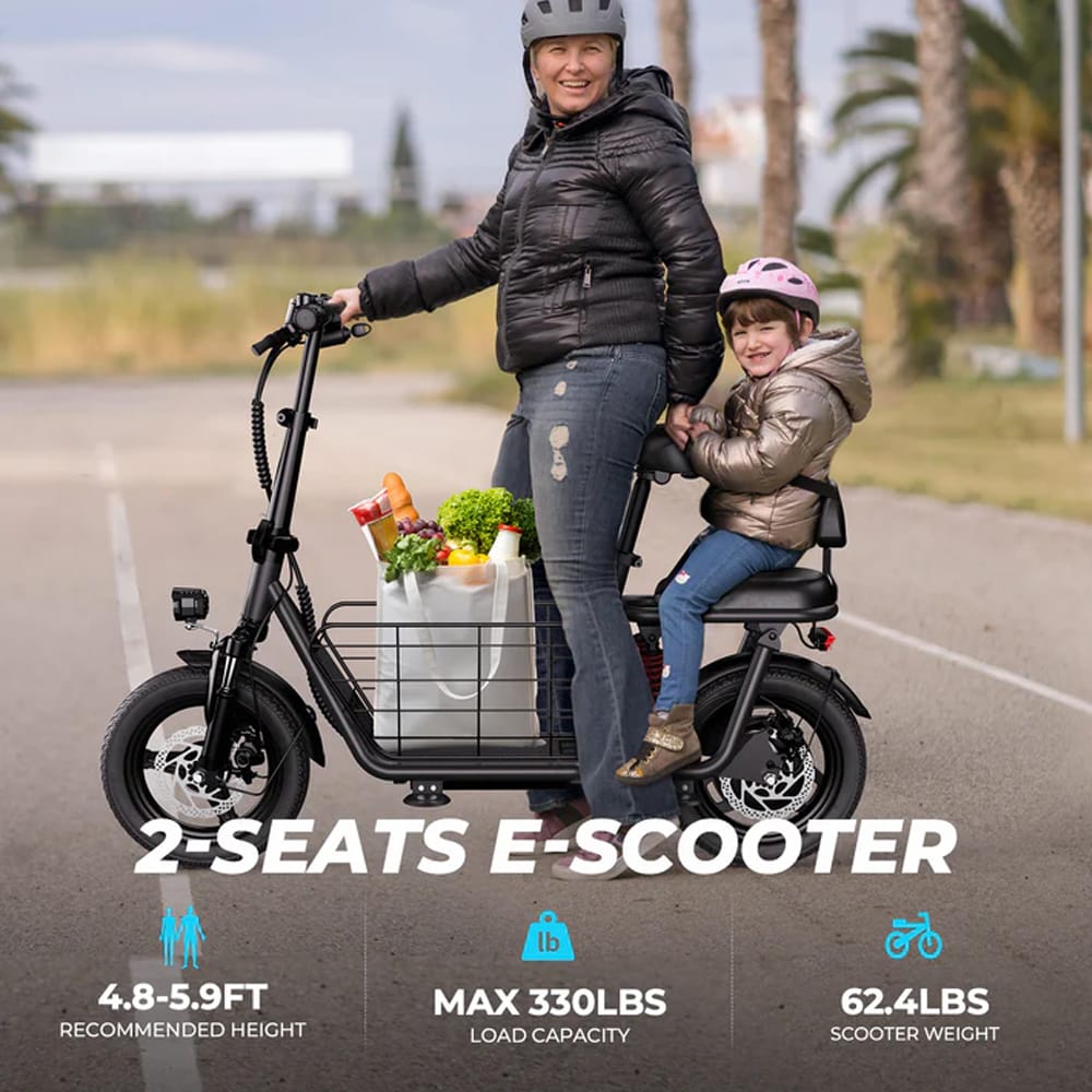 C3 2-Seats E-Scooter with Cargo Basket