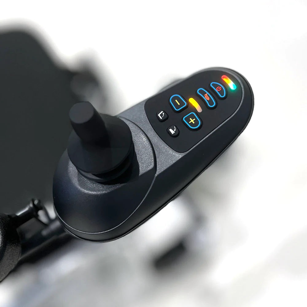 CN-6012 Remote control enabled electric wheel chair, handle bar view