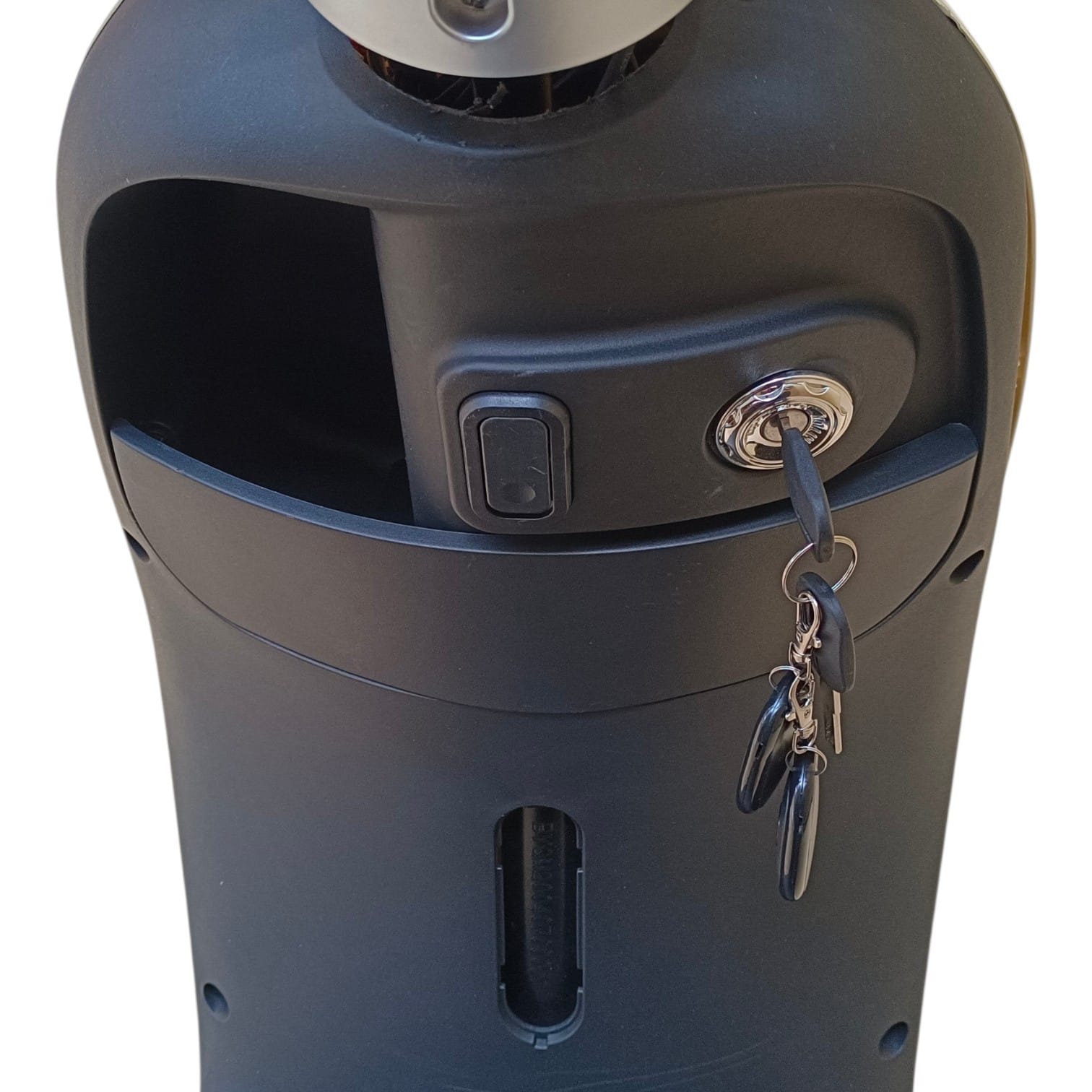 D-01 retro e-bike ignition key and front storage compartment detail