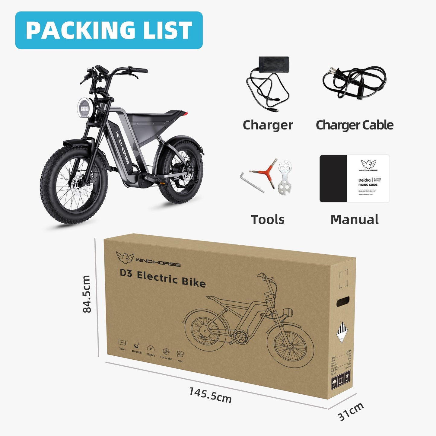 D3 Fat Tires E-Bike Packing Details