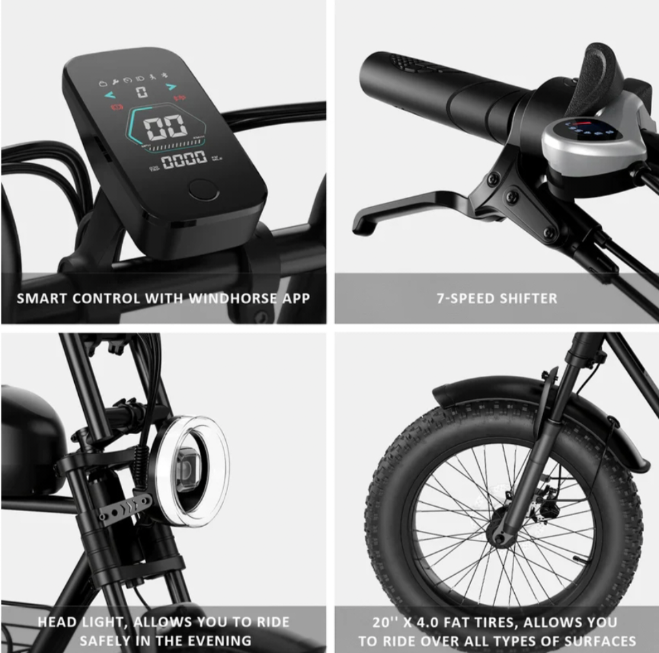 WindHorse D5 Fat Tires 7 Gears Off-Road Mountain E-Bike