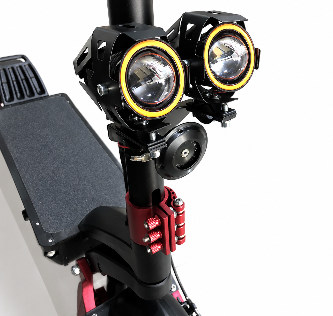 DK-30 adventure electric scooter dual LED front headlights and electric horn