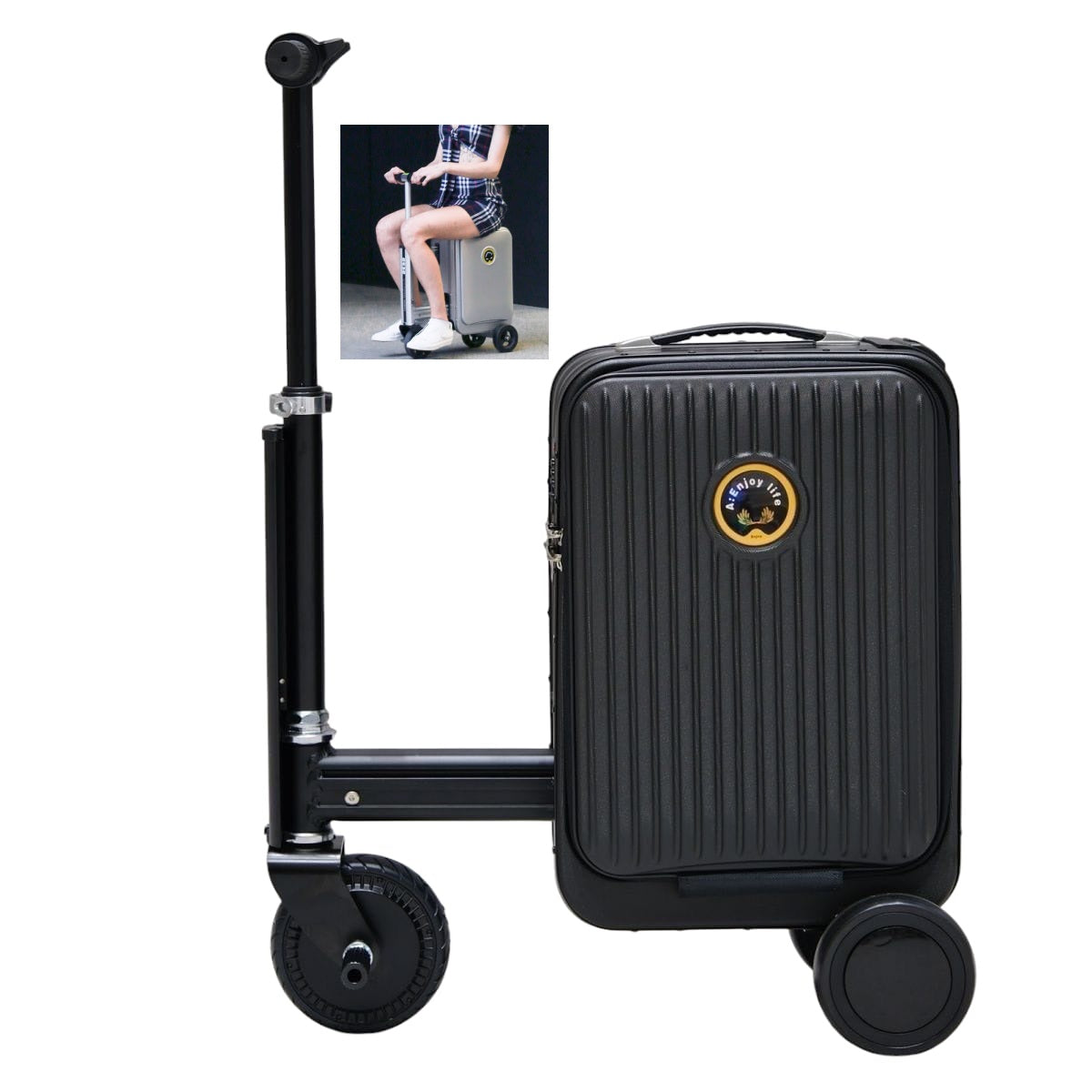 Electric Ride-On Suitcase 20L Black side view