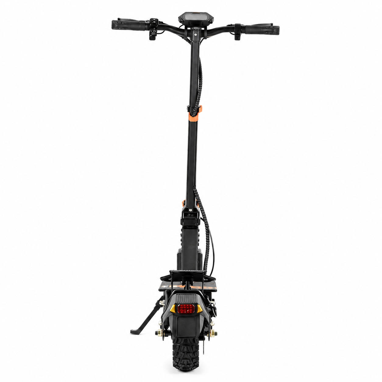 KUGOO F1 Pro electric scooter rear view with brake light and wide handlebars