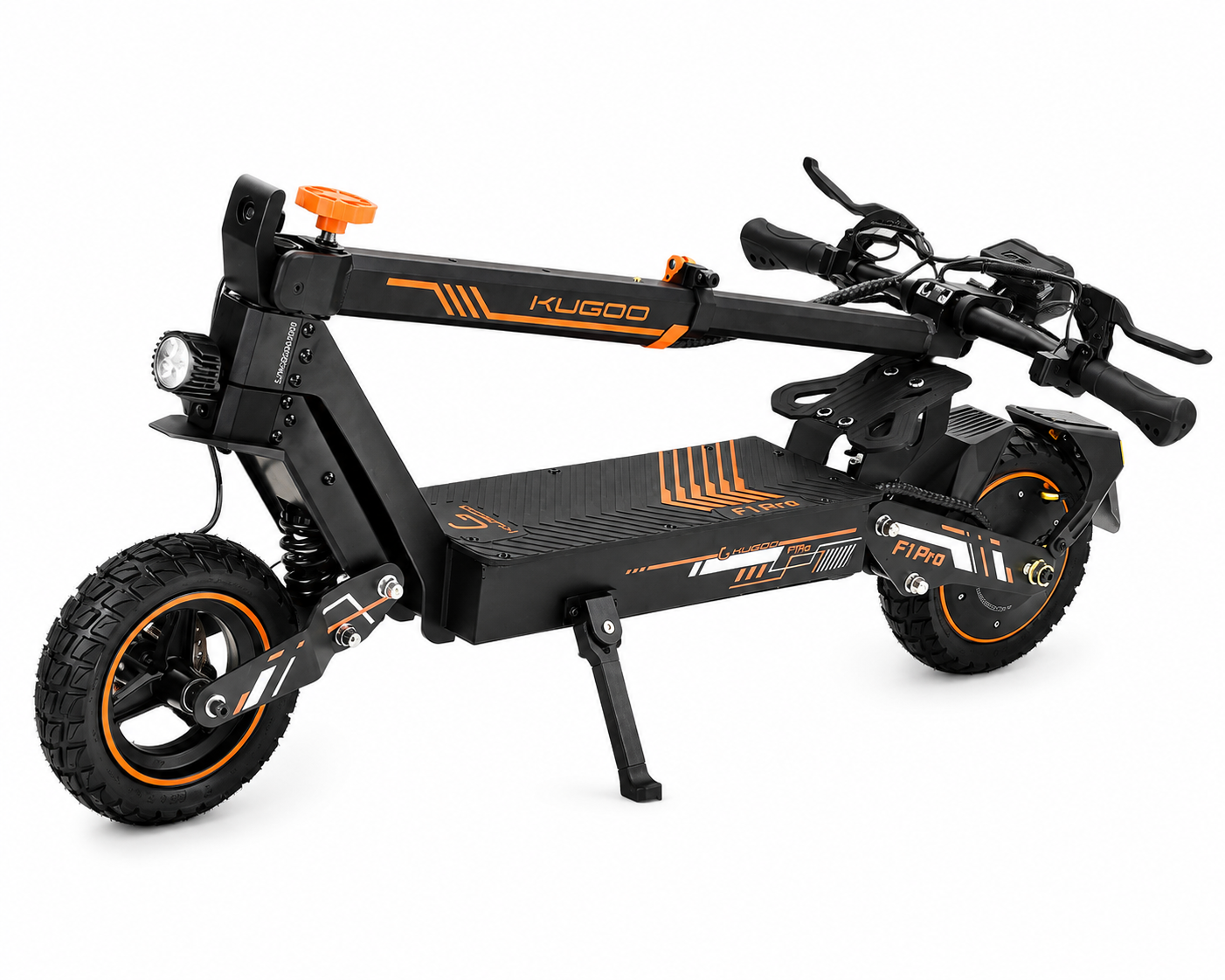 KUGOO F1 Pro folded electric scooter with wide deck and 10-inch tyres