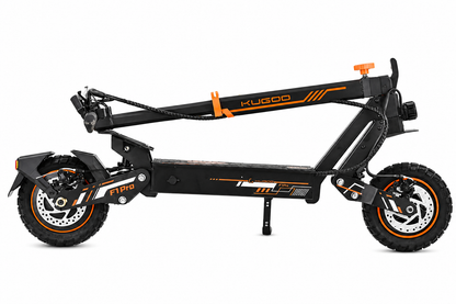 KUGOO F1 Pro foldable electric scooter side view in folded position