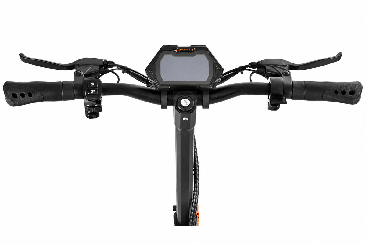 KUGOO F1 Pro electric scooter handlebar with LCD display and brake controls