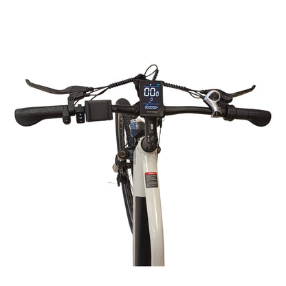 WindHorse F3 Hybrid E-Bike LCD display with handlebar controls and riding information screen