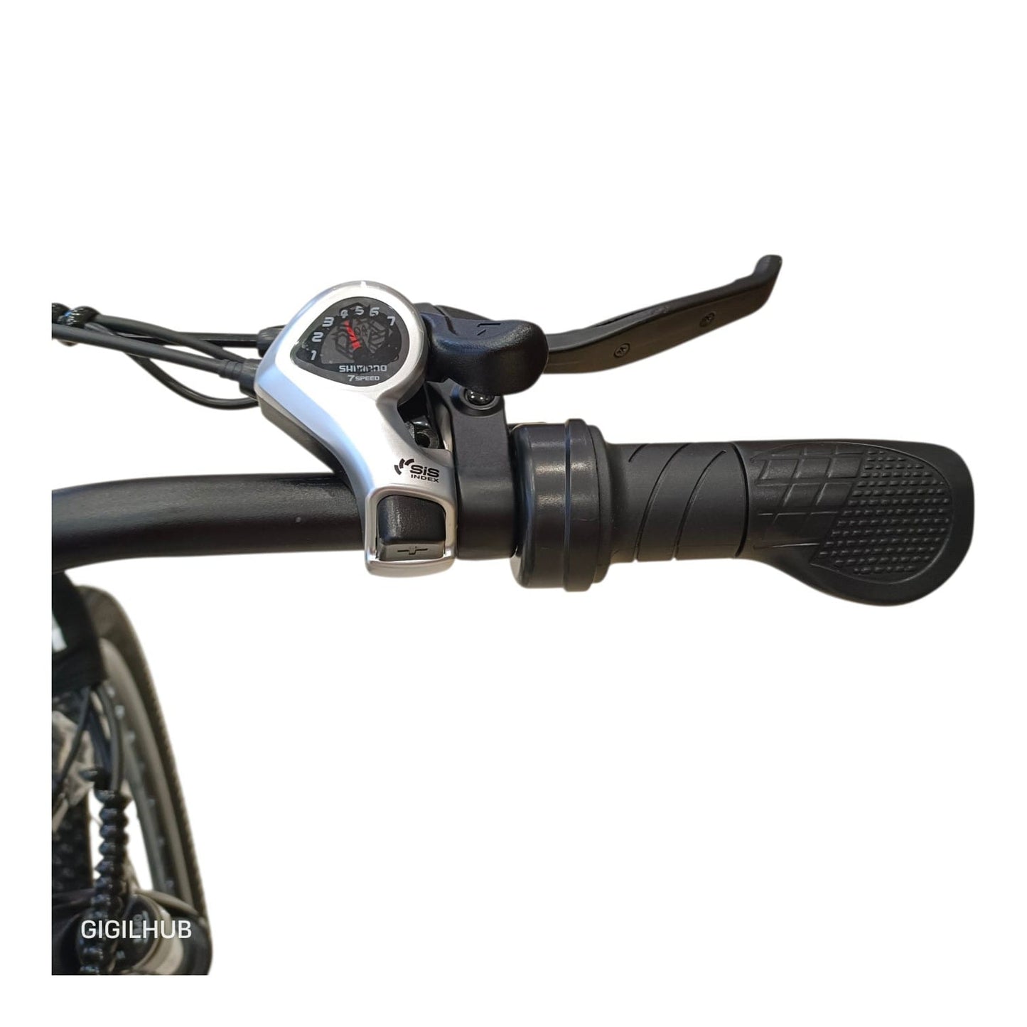 WindHorse F3 Hybrid E-Bike Shimano 7-speed gear shifter and ergonomic right handlebar grip