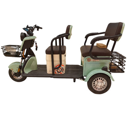 Side profile of mint green F7B electric family buggy