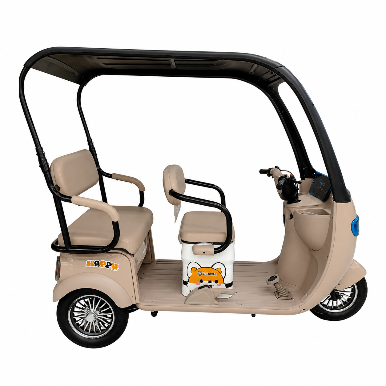 F7C 3-seater electric family buggy side profile Camel color