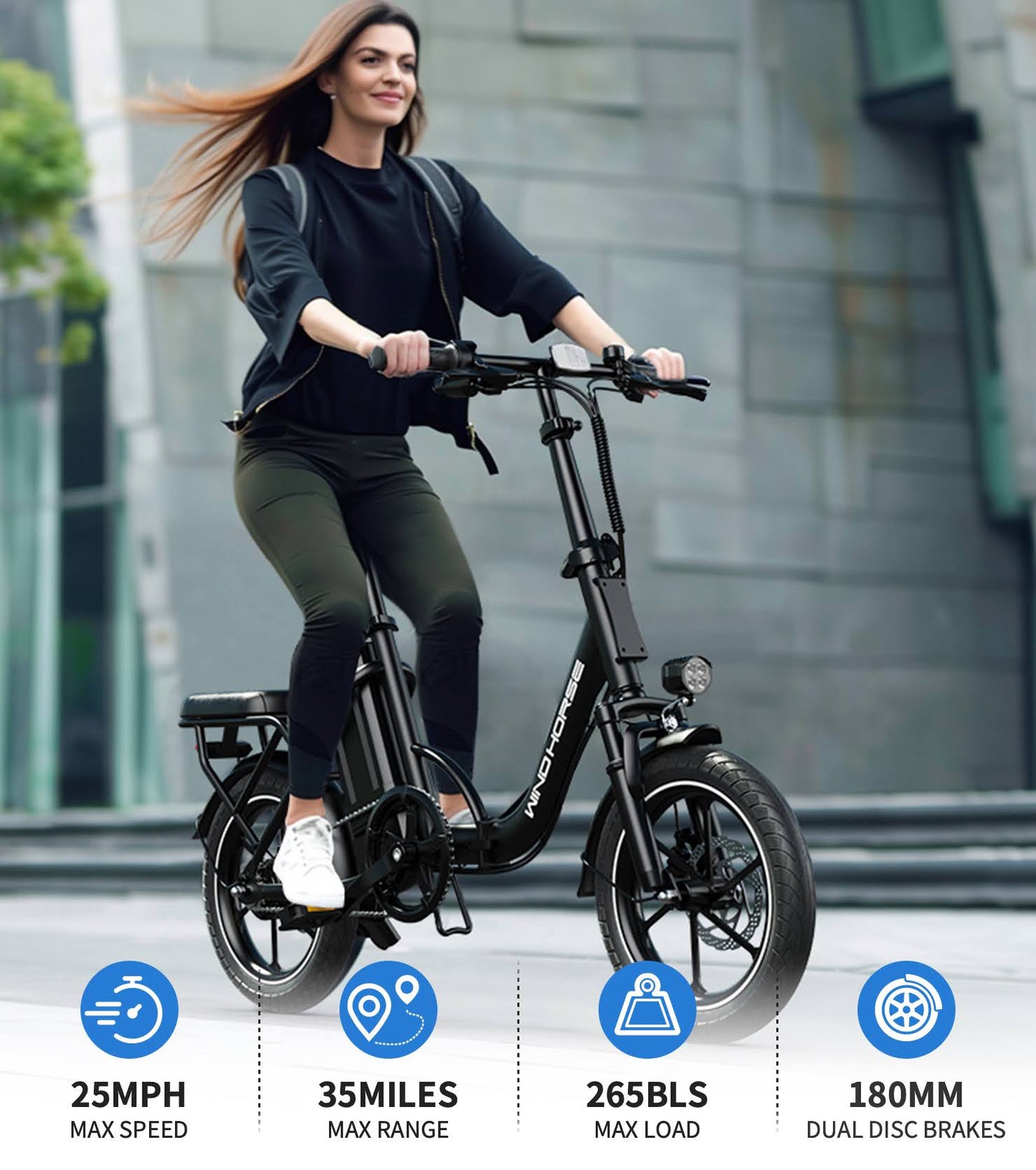 W2B Two Seater Pedal Assisted Foldable E-Bike with Detachable Battery
