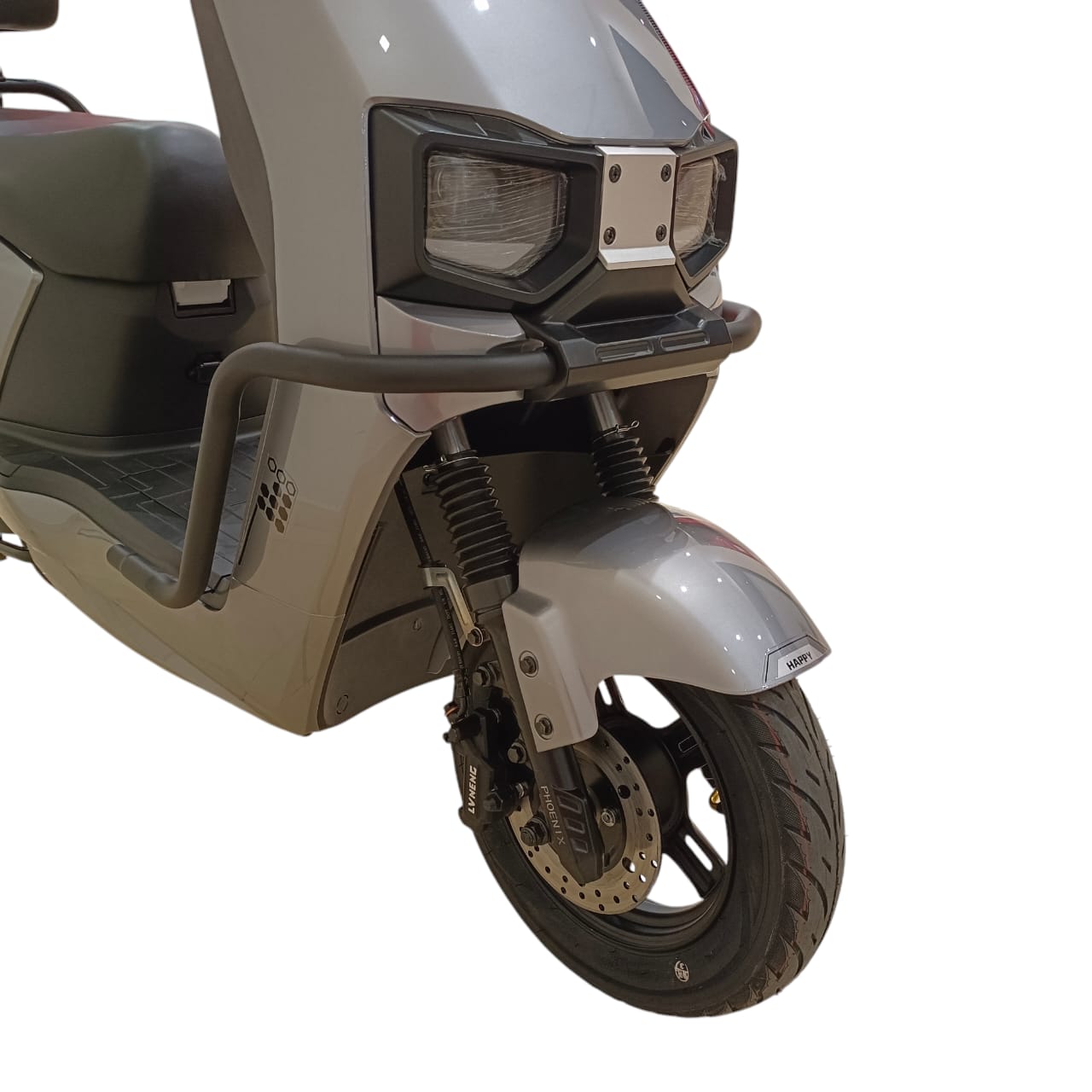 Front tire, shock absorbers and headlights