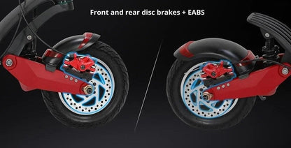 Kugoo G1 front and rear hydraulic disc braking system with EABS electronic braking for enhanced safety