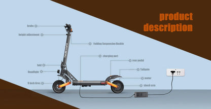 Kugoo G2 Pro electric scooter charging port and frame overview