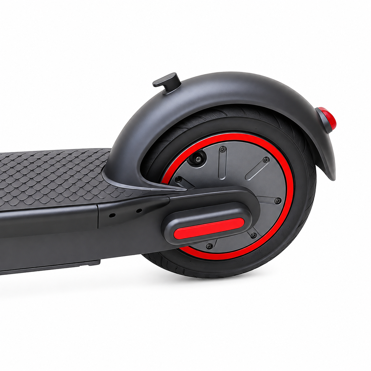 G30 MAX Foldable Electric Kick Scooter rear hub motor and rear wheel close-up with pneumatic tyre