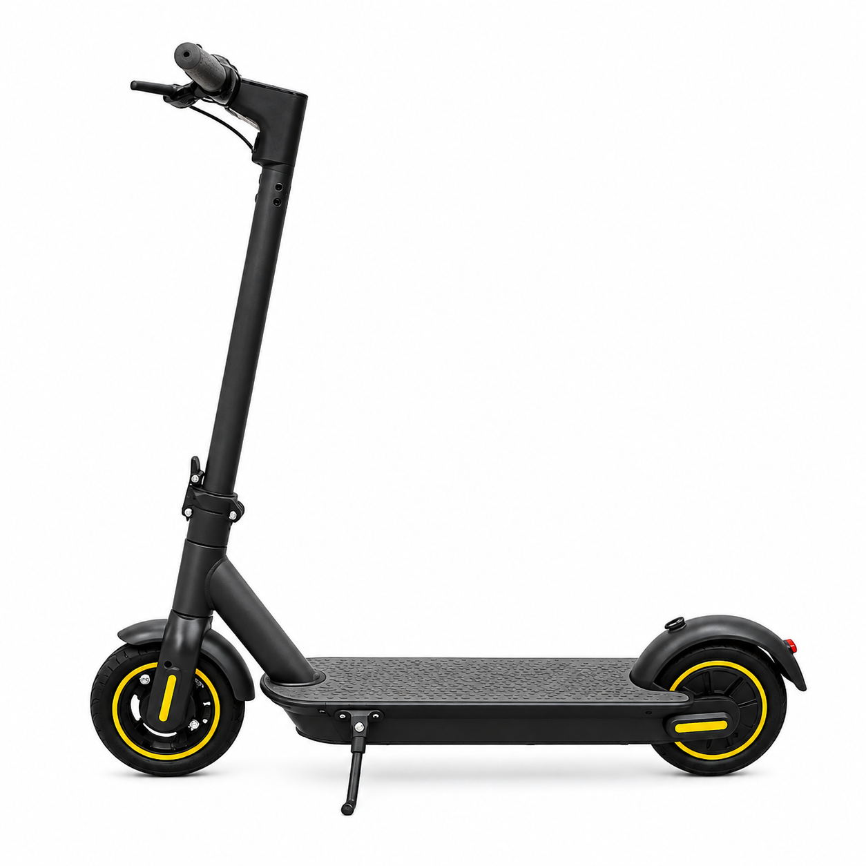 G30 MAX Foldable Electric Kick Scooter grey with yellow accents side view lightweight portable electric scooter