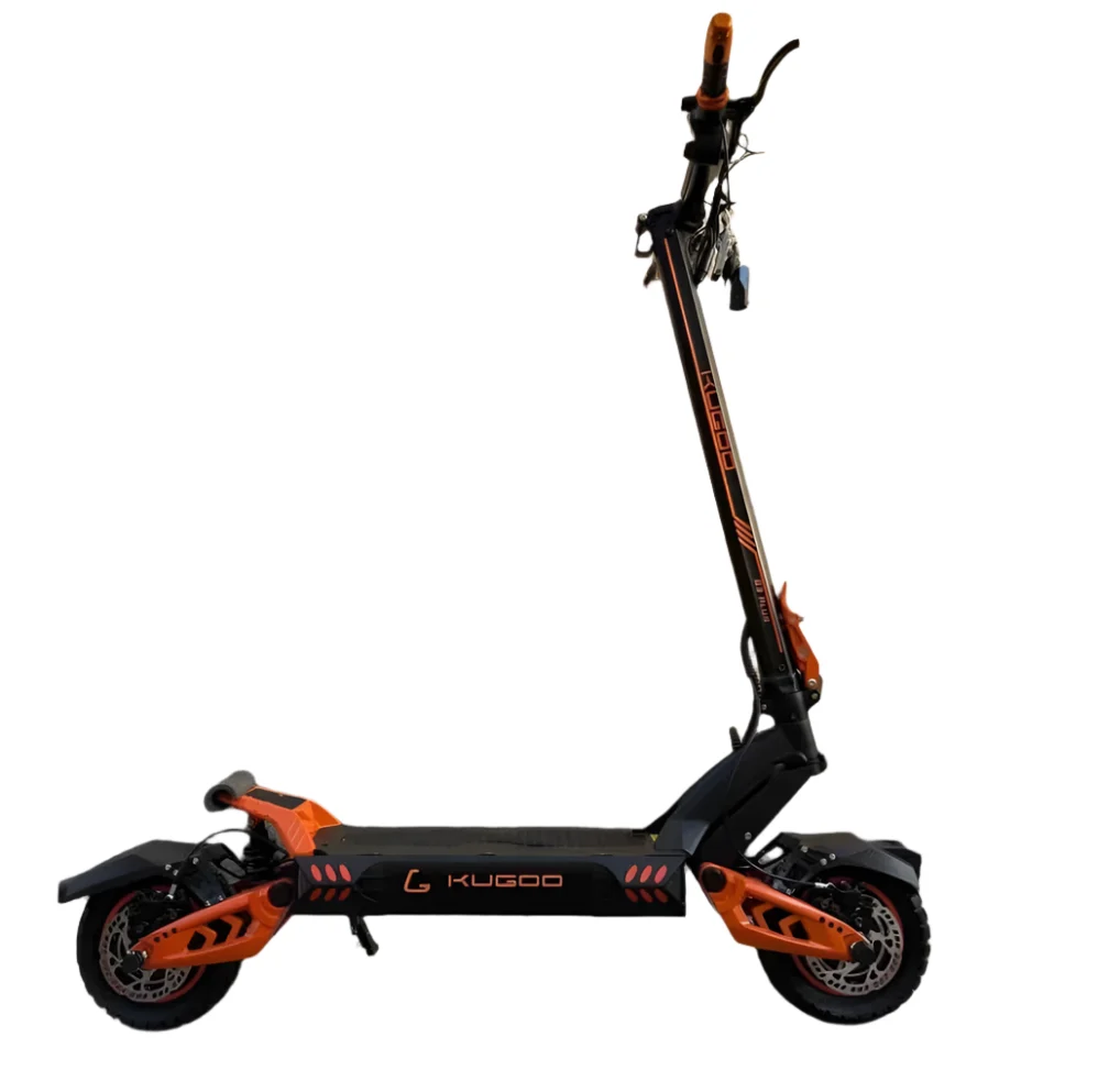 Kugoo G3 Plus dual motor electric scooter black and orange side view