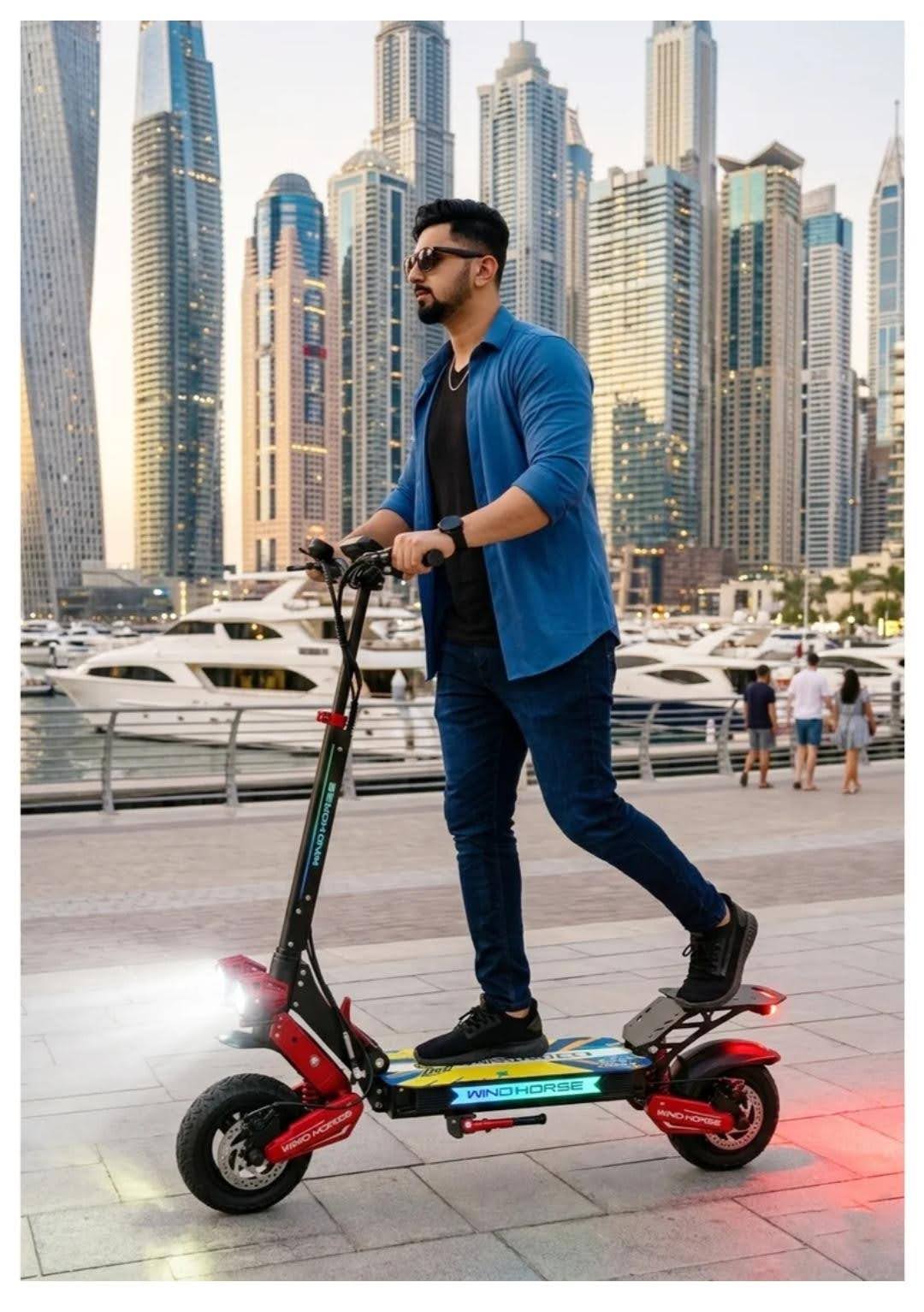 WindHorse H7 electric scooter at Dubai Marina