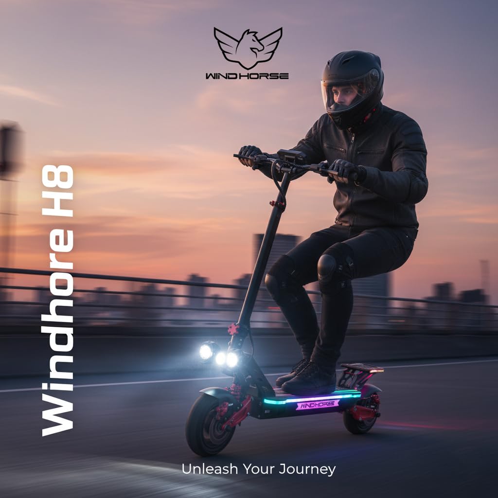 WindHorse H8 Dual Motor Electric Scooter Riding on Road