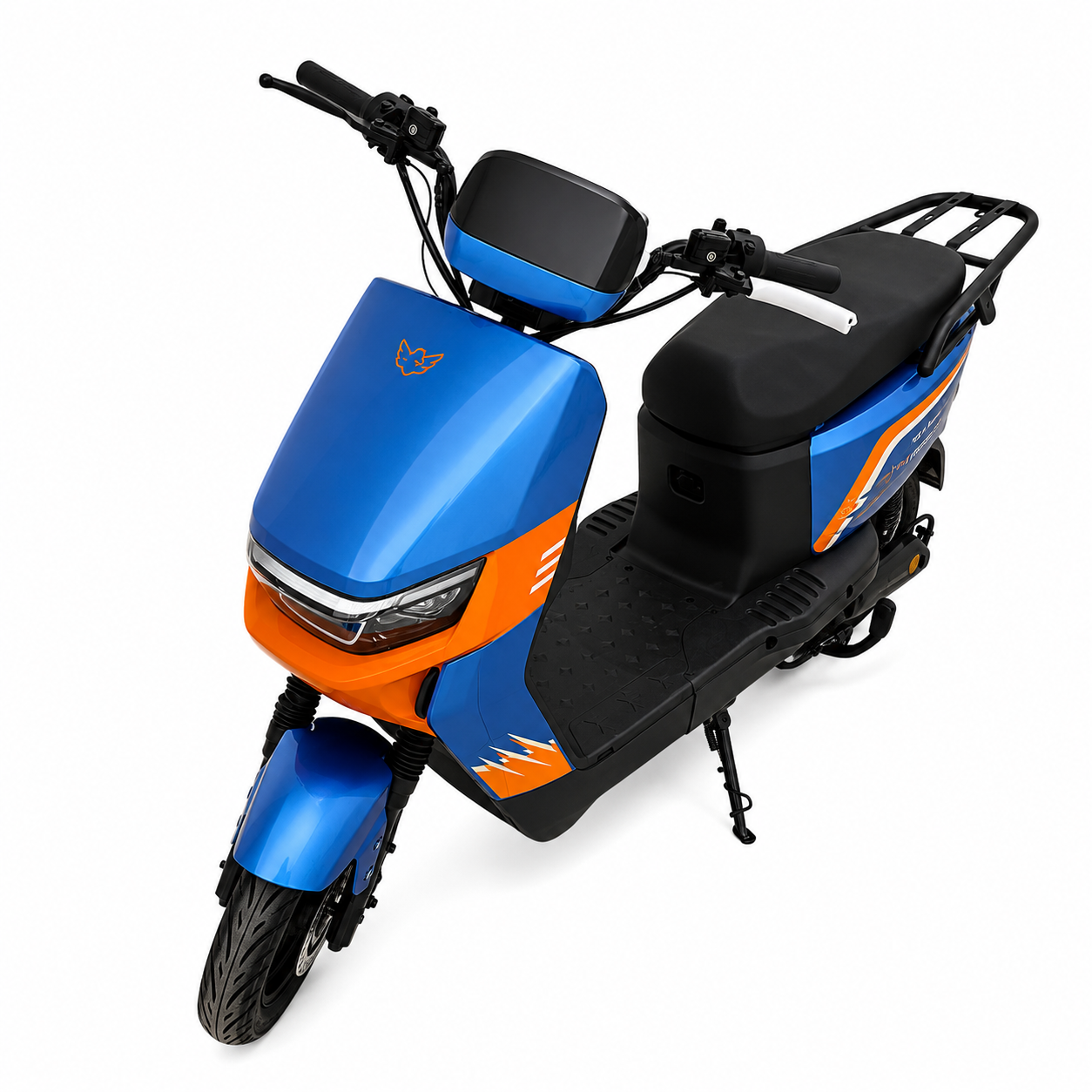 WindHorse M5 Pro Blue-Orange front angle displaying LED headlamp and body styling.