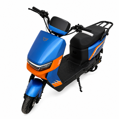 WindHorse M5 Pro Blue-Orange front angle displaying LED headlamp and body styling.